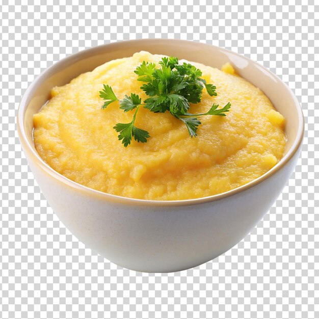 PSD polenta with butter and parmesan cheese in bowl on transparent background