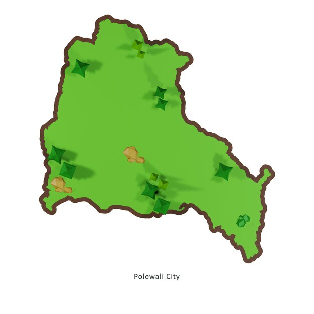 PSD polewali 3d-kaart in de provincie west-sulawesi