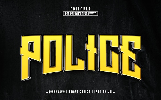 PSD police 3d editable text effect psd with  premium background