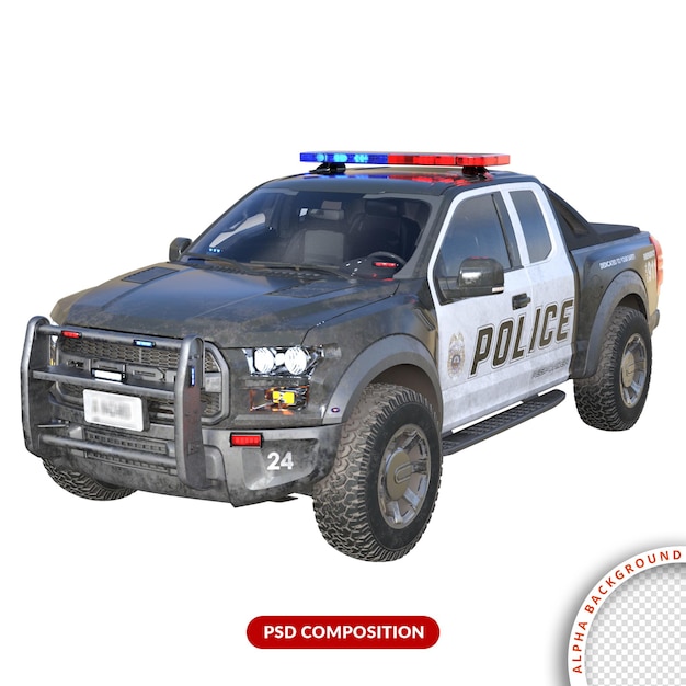 PSD rendering 3d di auto della polizia