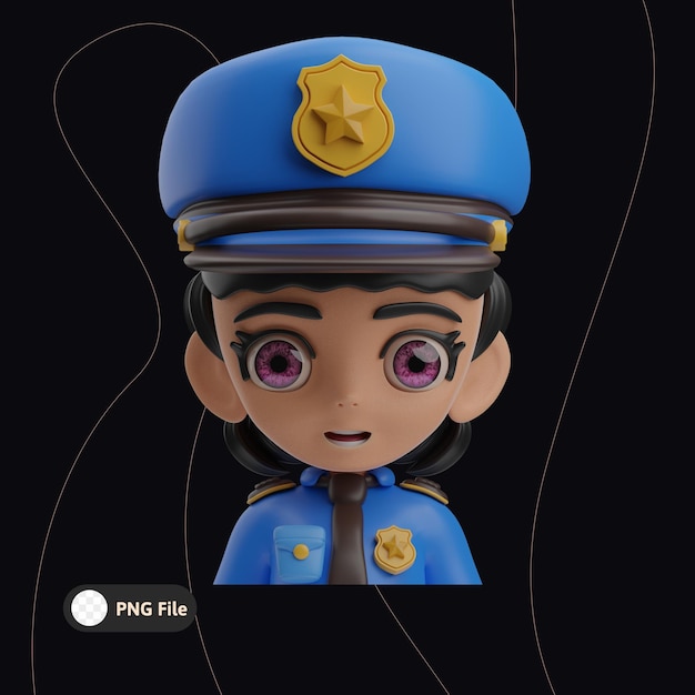 PSD 警察の女性アバターイラスト 3d