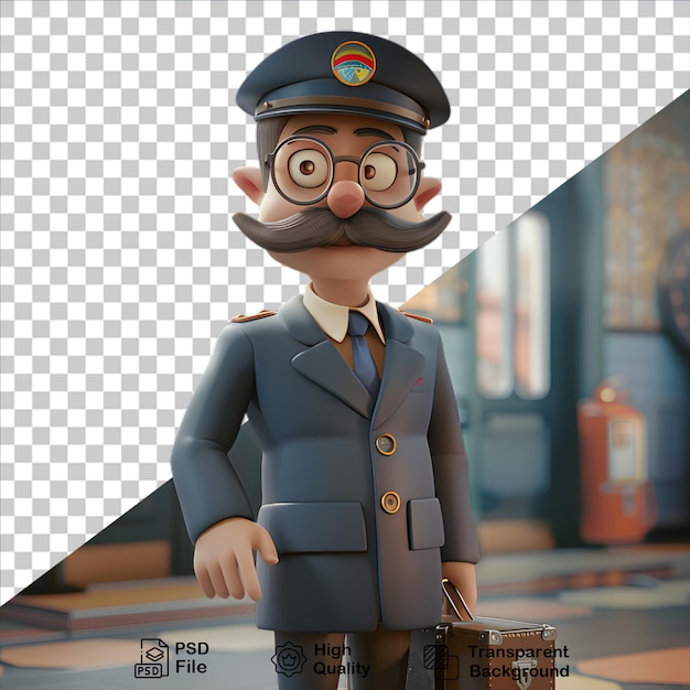 PSD Полицейский мультфильмный персонаж изолирован на прозрачном фоне включает изображение