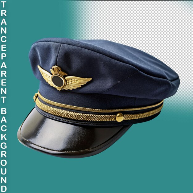 PSD police officer hat with golden badge on a transparent background