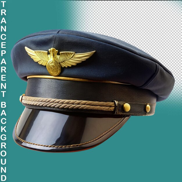 Police officer hat with golden badge on a transparent background