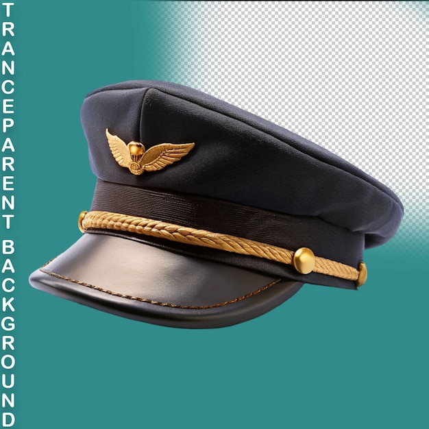 PSD police officer hat with golden badge on a transparent background