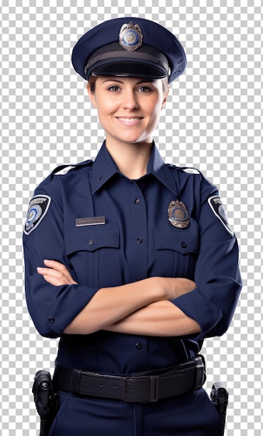 PSD police officer policewoman isolated on transparent background