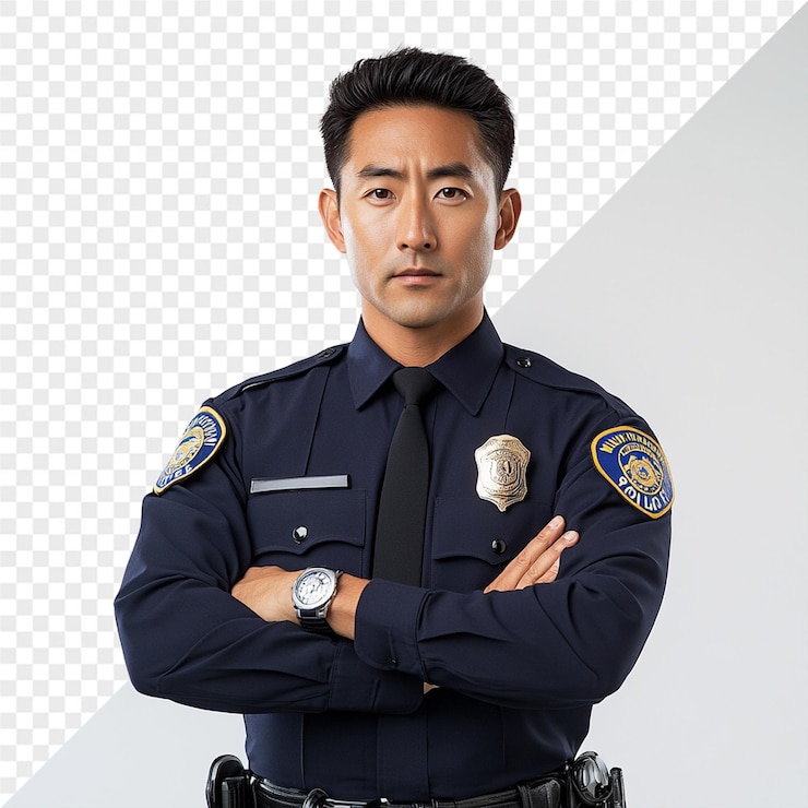 PSD a police officer with a badge on his chest