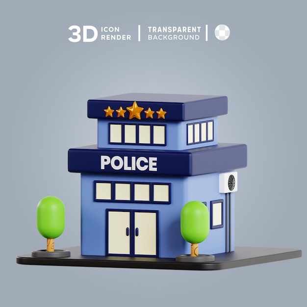 PSD police station 3d illustration rendering