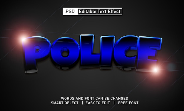 Police text style effect psd editable template