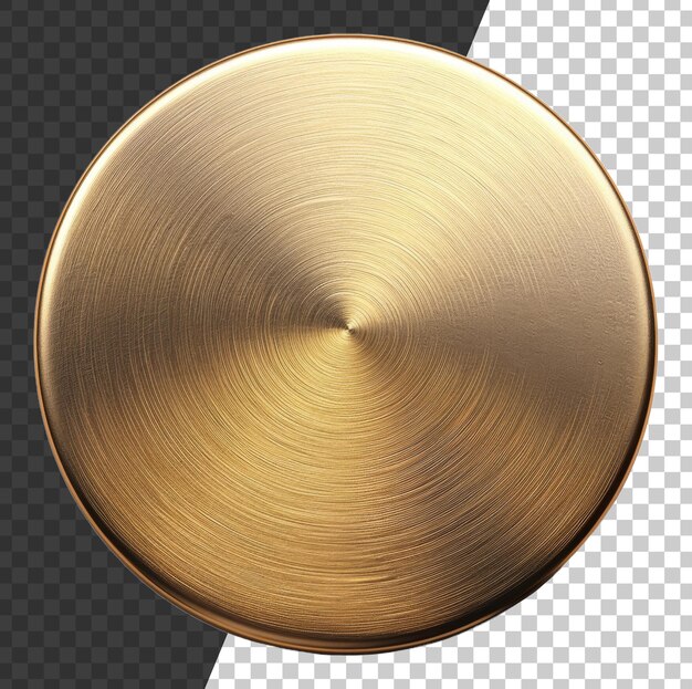 PSD polished golden metal plate with circular texture on transparent background stock png