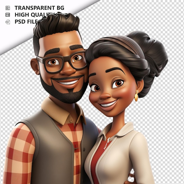 Polite black couple 3d cartoon style witte achtergrond iso