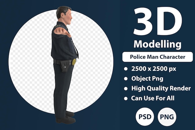 Politie man karakter 3d-modellering