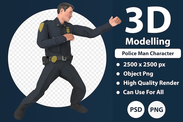 PSD politie man karakter 3d-modellering