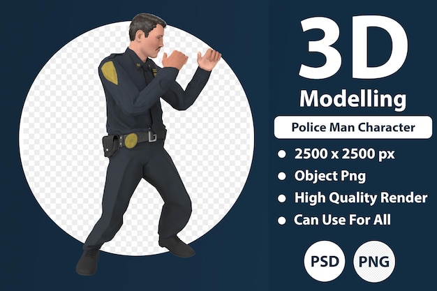 PSD politie man karakter 3d-modellering