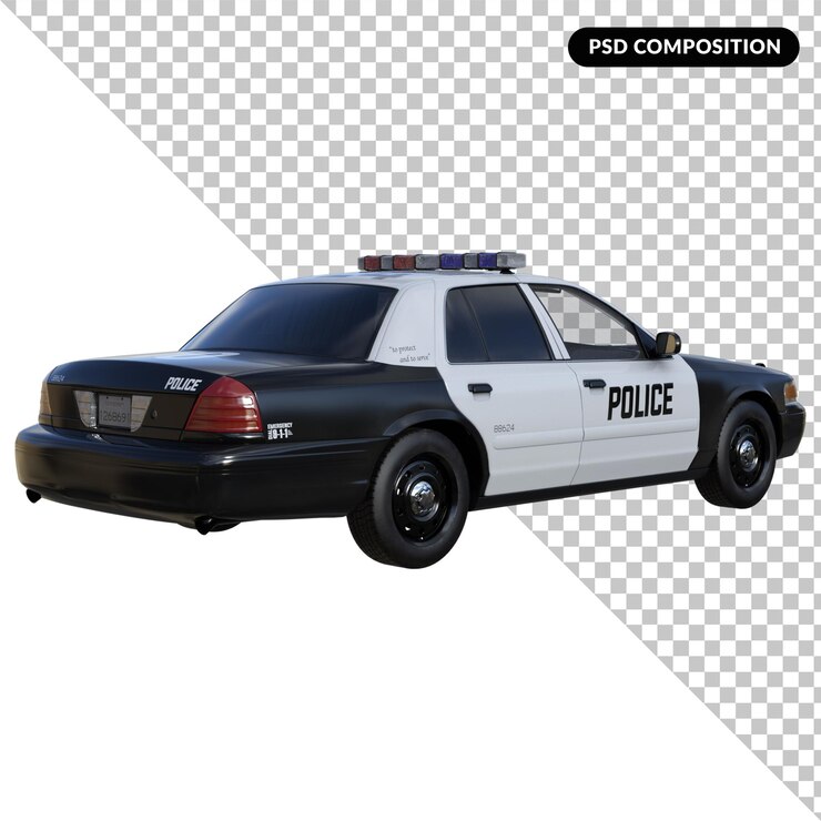 PSD politieauto geïsoleerde 3d