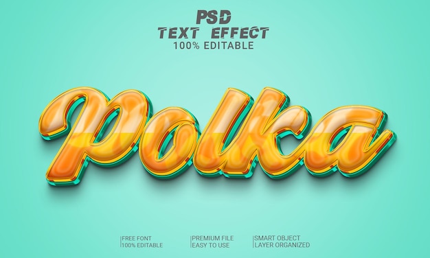 Polka 3d text effect psd file