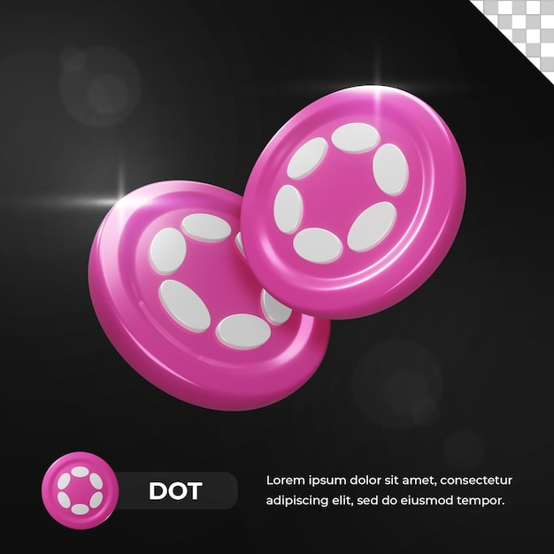 PSD polkadot dot kryptowaluta moneta renderowania 3d