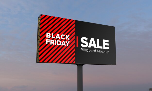 Sondaggio billboard mockup con banner di vendita del black friday