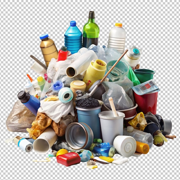 pollution litter rubbish and trash objects isolated on transparent background
