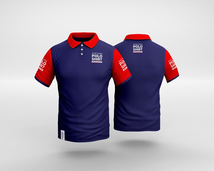 PSD polo shirt ghost model front view