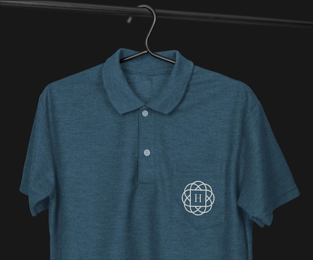 PSD polo shirt mockup design with pocket