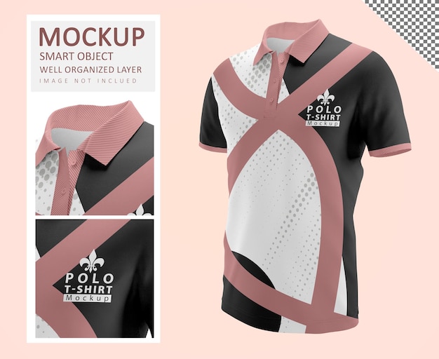 PSD polo t shirt mockup design with logo preview
