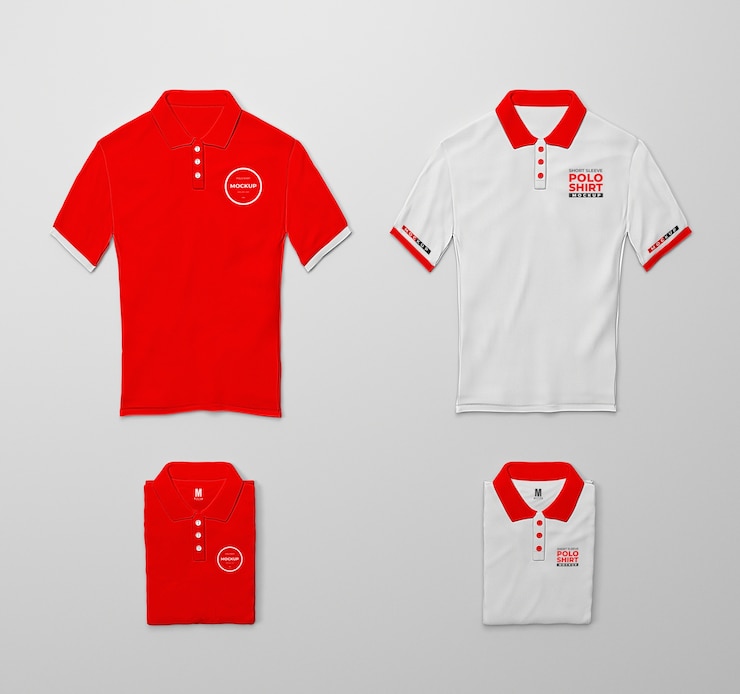 PSD poloshirts arrangement bovenaanzicht