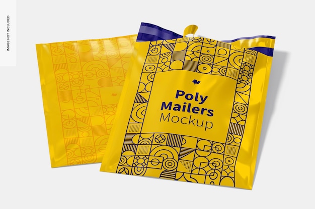 PSD poly mailers mockup, opened and closed