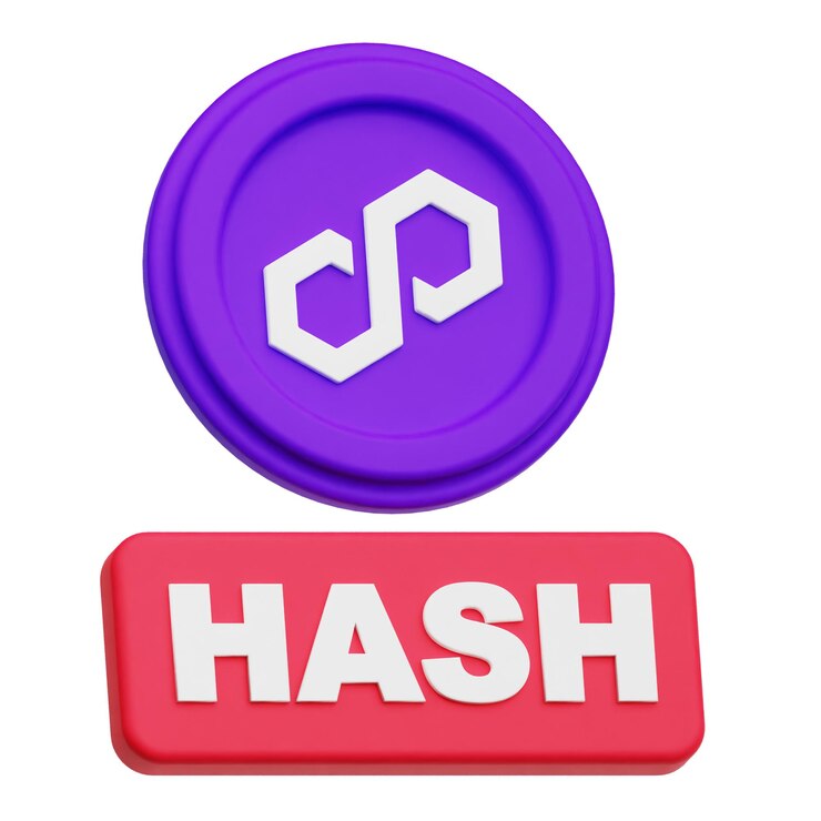 PSD polygon crypto token 3d icon isolated on the white background