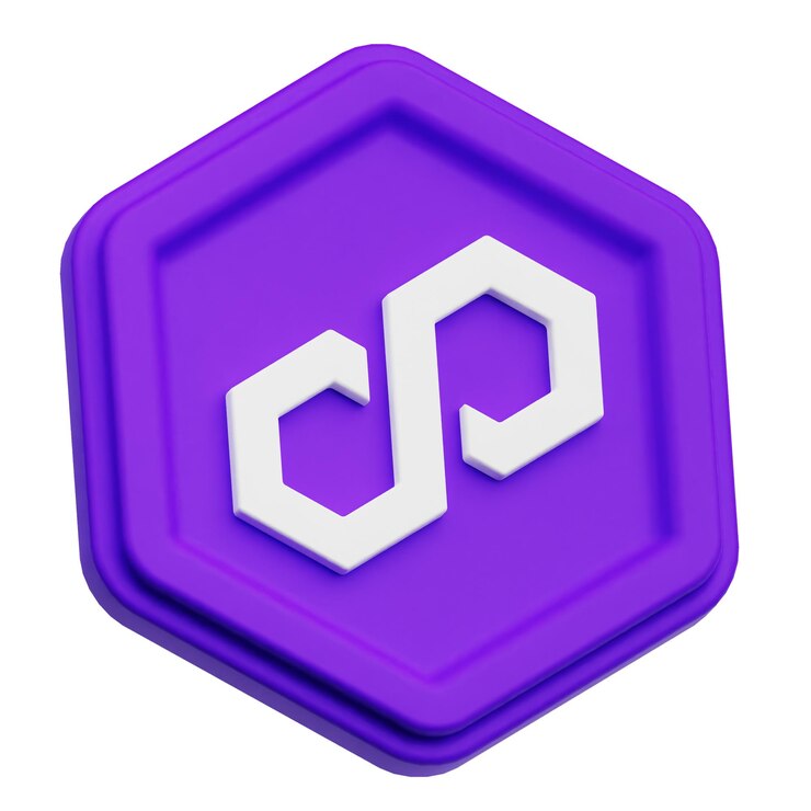 PSD polygon crypto token 3d icon isolated on the white background