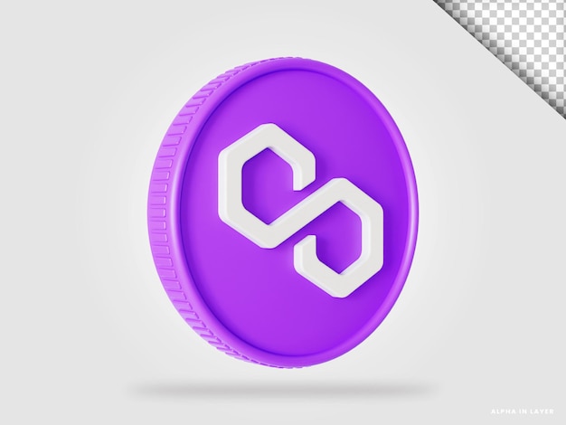 polygon matic cryptocurrency coin 3d rendering isolated