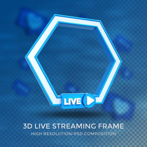 PSD polygon profile 3d frame for live streaming on social media