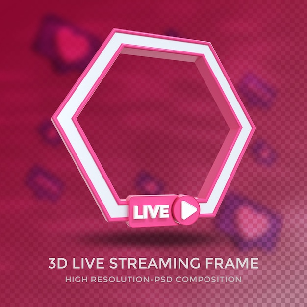 PSD polygon profile 3d frame for live streaming on social media