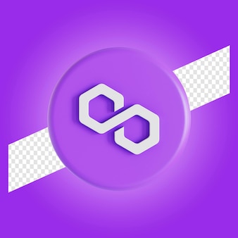 Illustrazione 3d del logo del simbolo di criptovaluta token poligono