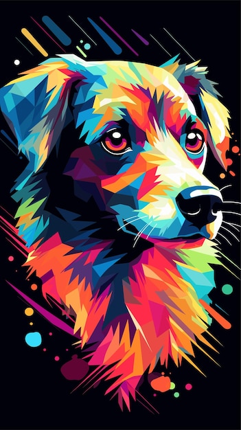 PSD polygonal illustration of a dog silhouette triangle low polygon style beautiful happy puppy