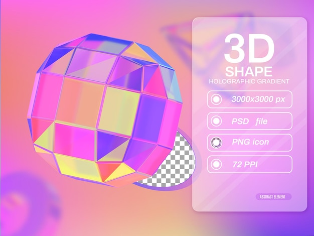 Polyhedron isolated with colorful hologram chameleon color gradient