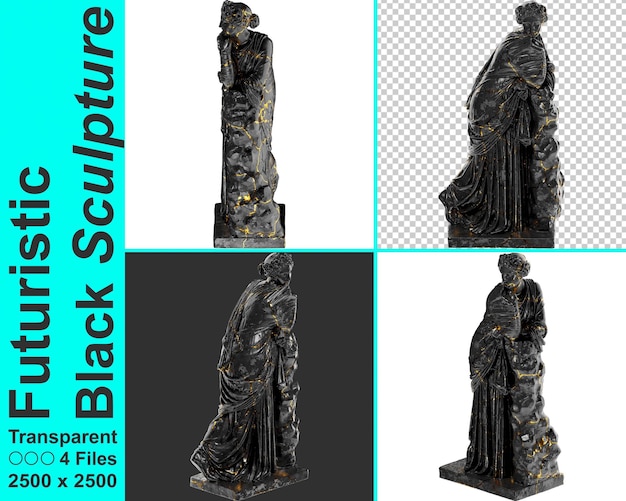 PSD polyhymnia ritratto rinascimentale busto in marmo nero e oro