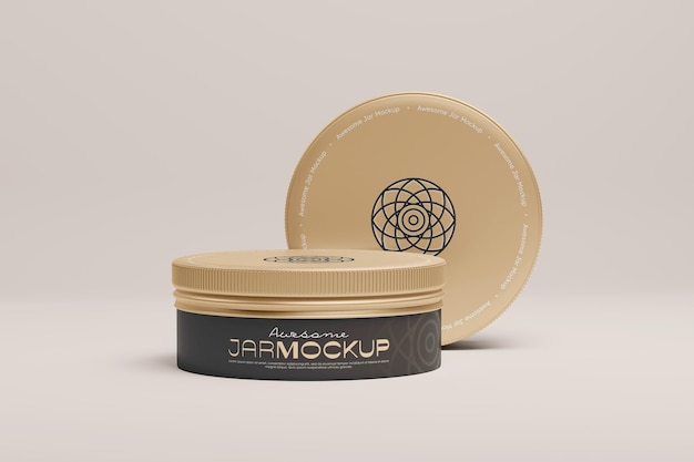 Pomade or Cosmetic Jar 3D Mockup Premium PSD