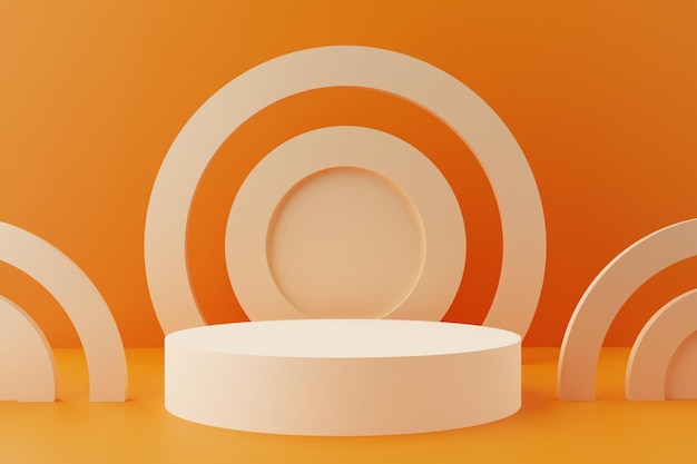 Pomarańczowe podium wyświetlacza 3D z tłem koła dla sceny prezentacji produktu