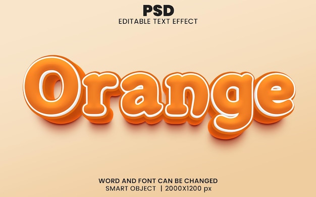 Pomarańczowy 3d Edytowalny Efekt Tekstowy Premium Psd Z Tłem