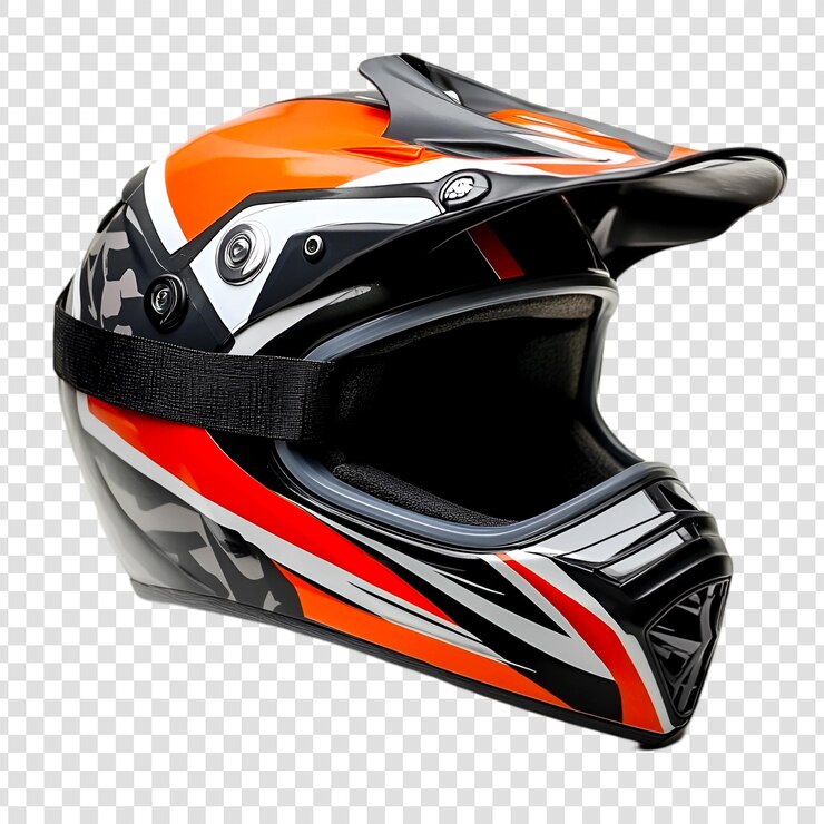 PSD pomarańczowy i czarny hełm motocrossowy sprzęt bezpieczeństwa sportowy