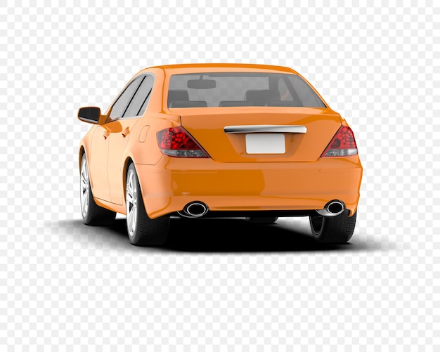 Pomarańczowy sedan z tyłu