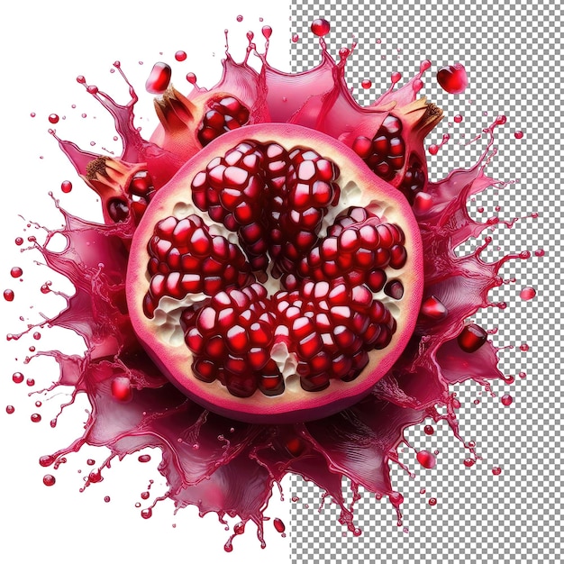 PSD pomegranate burst pngready isolation of a juicy liquid delight