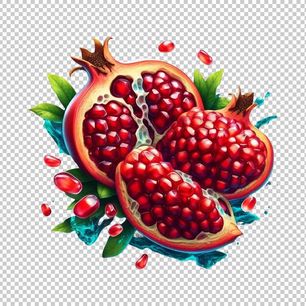 PSD pomegranate half isolated on transparent background ai generative