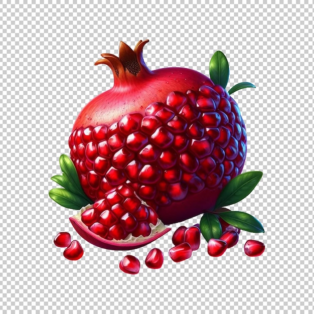 PSD pomegranate half isolated on transparent background ai generative