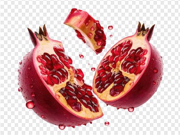 A pomegranate with a drop of water drops