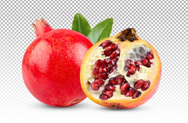 Pomegranate with leaf isolated