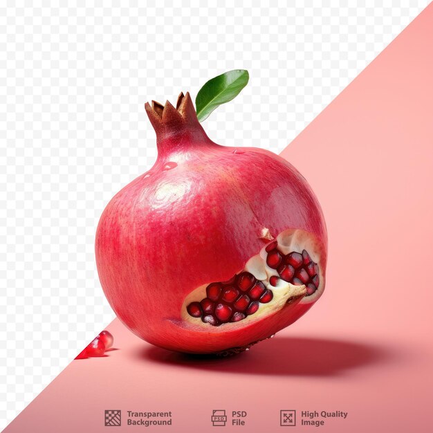 PSD a pomegranate with a red background and a picture of cherries.