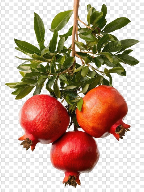 PSD pomegranates on a branch with leaves and a pomegranate