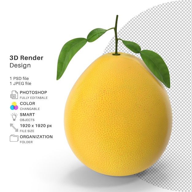 PSD pomelo fruit orange 3d modeling psd file realisti